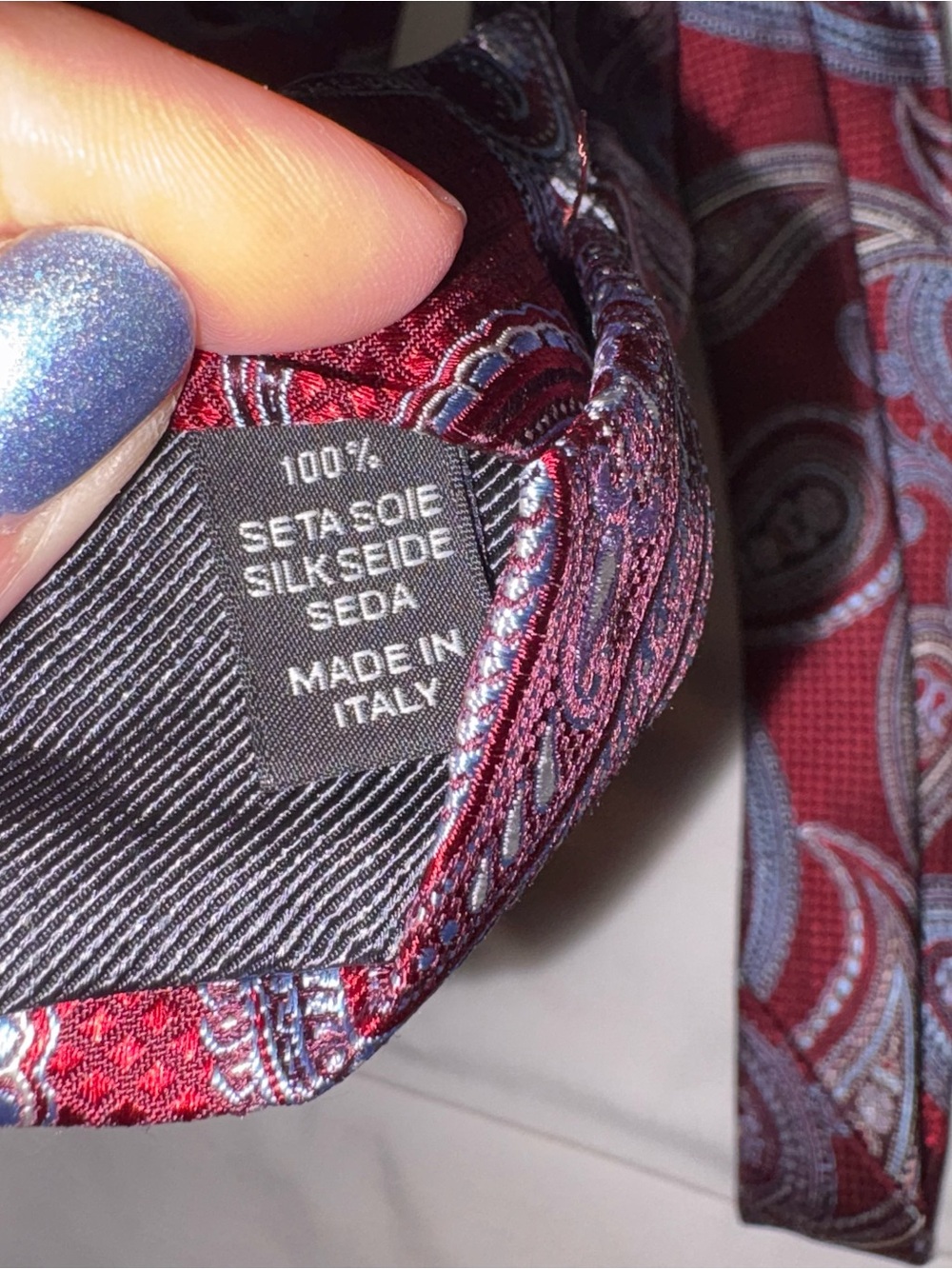 ERMENEGILDO ZEGNA Tie Red Paisley Silk Made in Italy - Picture 5 of 5
